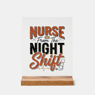 Vintage Nurse Night Shift Shirt Design_1 Acrylic Sign