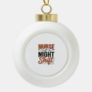 Vintage Nurse Night Shift Shirt Design_1 Ceramic Ball Christmas Ornament