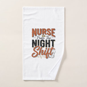 Vintage Nurse Night Shift Shirt Design_1 Hand Towel