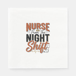 Vintage Nurse Night Shift Shirt Design_1 Napkin