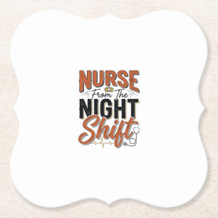 Vintage Nurse Night Shift Shirt Design_1 Paper Coaster