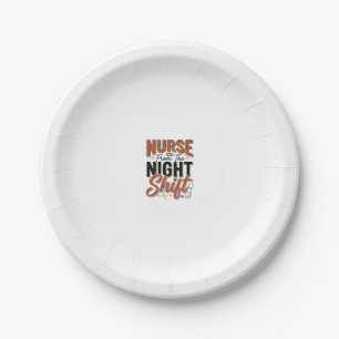 Vintage Nurse Night Shift Shirt Design_1 Paper Plate