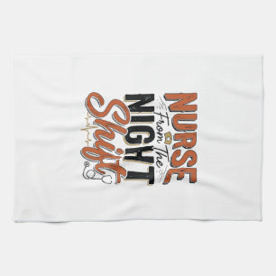 Vintage Nurse Night Shift Shirt Design_1 Tea Towel