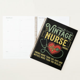 Vintage Nurse Noun Knows More Than She Says Planner