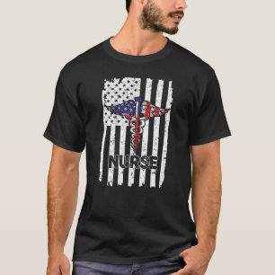 Vintage Nurse Nursing American Flag USA Patriotic T-Shirt
