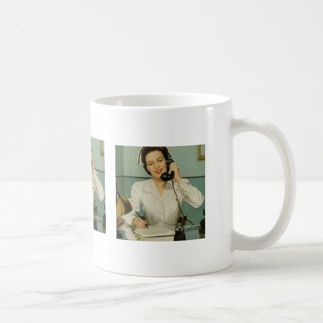 Vintage Nurse on the Phone Coffee Mug (Right)