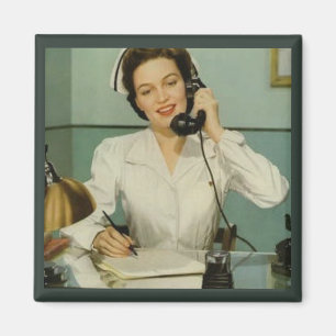 Vintage Nurse on the Phone Magnet