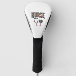 Vintage Nurse Patriotic Stethoscope Shirt Design_1 Golf Head Cover