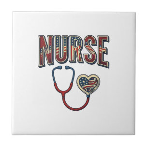 Vintage Nurse Patriotic Stethoscope Shirt Design_1 Tile
