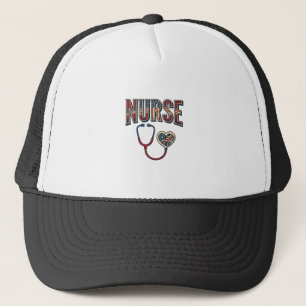 Vintage Nurse Patriotic Stethoscope Shirt Design_1 Trucker Hat