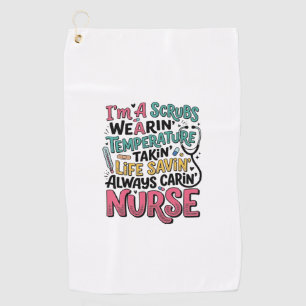 Vintage Nurse Scrubs Temperature Life Saving Shirt Golf Towel