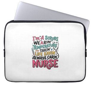 Vintage Nurse Scrubs Temperature Life Saving Shirt Laptop Sleeve