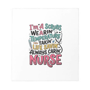 Vintage Nurse Scrubs Temperature Life Saving Shirt Notepad