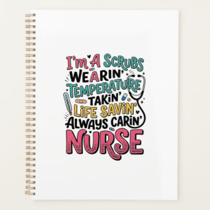 Vintage Nurse Scrubs Temperature Life Saving Shirt Planner