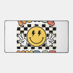 Vintage Nurse Smiley Checkerboard Shirt Design_1 Desk Mat