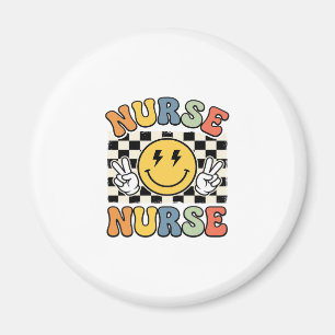 Vintage Nurse Smiley Chequerboard Shirt Design_1 Magnet