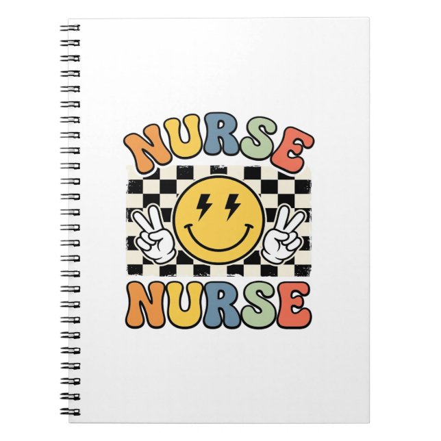 Vintage Nurse Smiley Chequerboard Shirt Design_1 Notebook (Front)