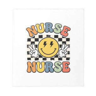 Vintage Nurse Smiley Chequerboard Shirt Design_1 Notepad