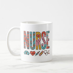 Vintage Nurse Typography Medical Icon Shirt Design Coffee Mug