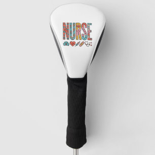 Vintage Nurse Typography Medical Icon Shirt Design Golf Head Cover