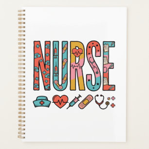 Vintage Nurse Typography Medical Icon Shirt Design Planner