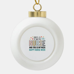 Vintage Nurse Week Appreciation Typography Shirt_1 Ceramic Ball Christmas Ornament