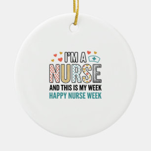 Vintage Nurse Week Appreciation Typography Shirt_1 Ceramic Tree Decoration