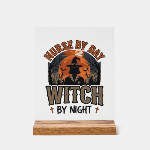 Vintage Nurse Witch Halloween Design_1 Acrylic Sign