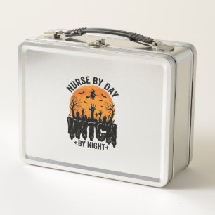 Vintage Nurse Witch Halloween Design_1 Metal Lunch Box