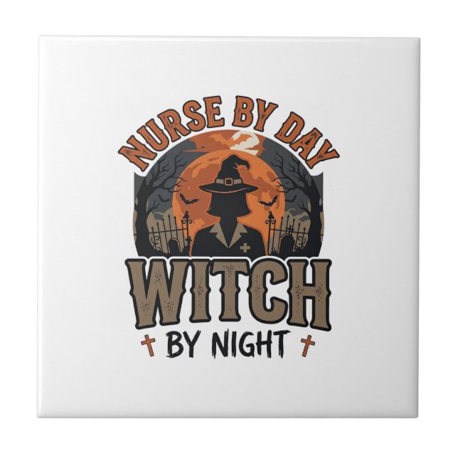 Vintage Nurse Witch Halloween Design_1 Tile (Front)