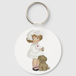 Vintage Nurse With Puppy T-shirts and Gifts Key Ring