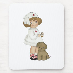 Vintage Nurse With Puppy T-shirts and Gifts Mouse Mat