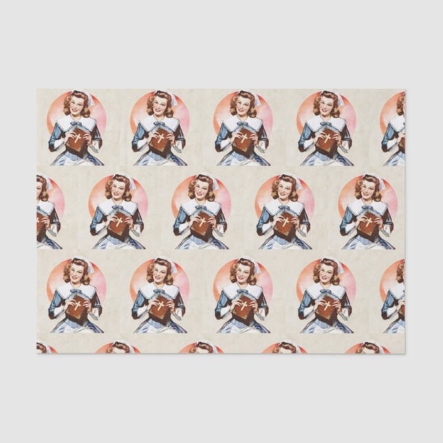 Vintage Nurse with the Bible     Tissue Paper (Front)