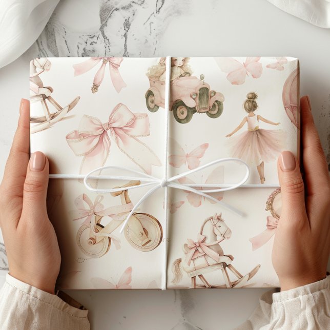 Vintage Nursery Pink Girl Wrapping Paper (Creator Uploaded)