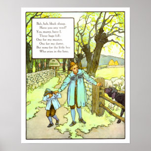 Vintage Nursery Print- Bah Bah Black Sheep Poster