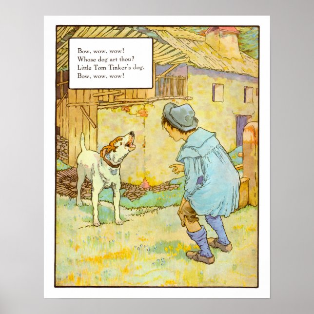Vintage Nursery Print- Bow Wow Wow! Poster (Front)