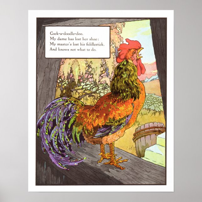 Vintage Nursery Print- Cockerel Poster (Front)