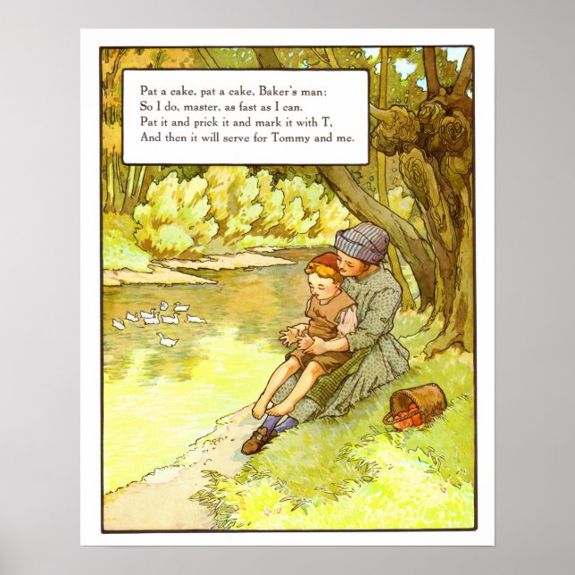 Vintage Nursery Print- Pat a Cake Poster (Front)
