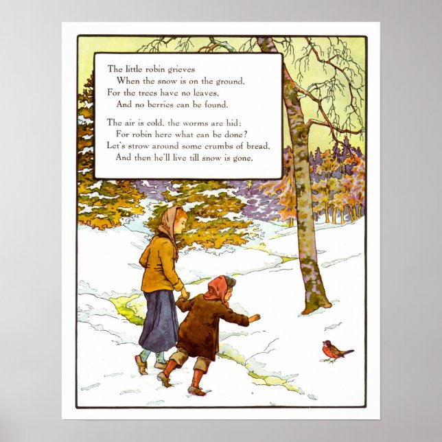 Vintage Nursery Print- The Little Robin Poster (Front)