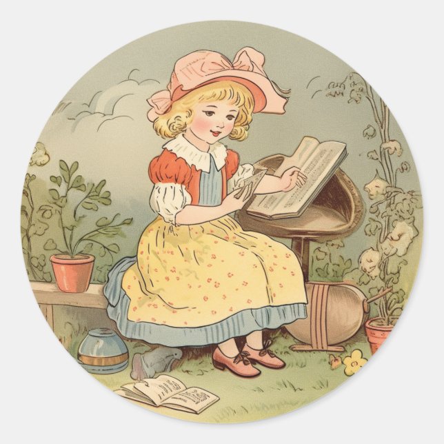 Vintage Nursery Rhyme Fairy Tale Themed Sticker (Front)