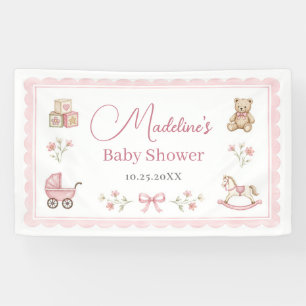 Vintage Nursery Toys Girl Baby Shower Banner