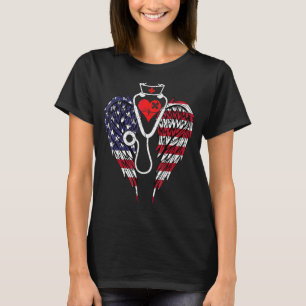 Vintage Nursing Love Wings Heart Nurse Stethoscope T-Shirt