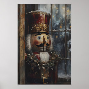 Vintage Nutcracker Art Printable Rustic Christmas Poster