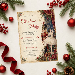 Vintage Nutcracker Ballerina Christmas Party Invitation