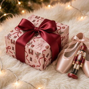 Vintage Nutcracker Ballet Pointe Shoes Ribbon Wrapping Paper