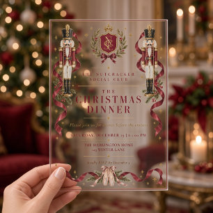 Vintage Nutcracker Christmas Dinner Acrylic Invitations