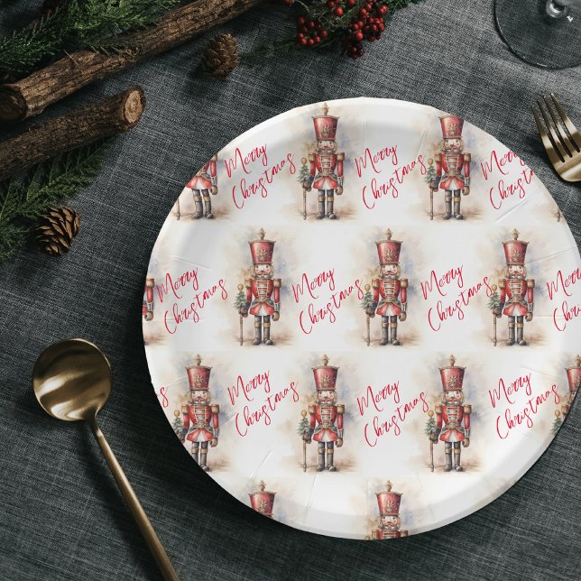 Vintage Nutcracker & Merry Christmas Paper Plate (Creator Uploaded)