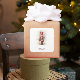 Vintage Nutcracker & Merry Christmas Square Sticker