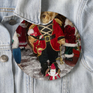 Vintage Nutcracker Soldier Teddy Bear Plush Christ 6 Cm Round Badge