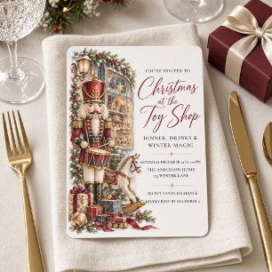 Vintage Nutcracker Toy Shop Christmas Party Invitation